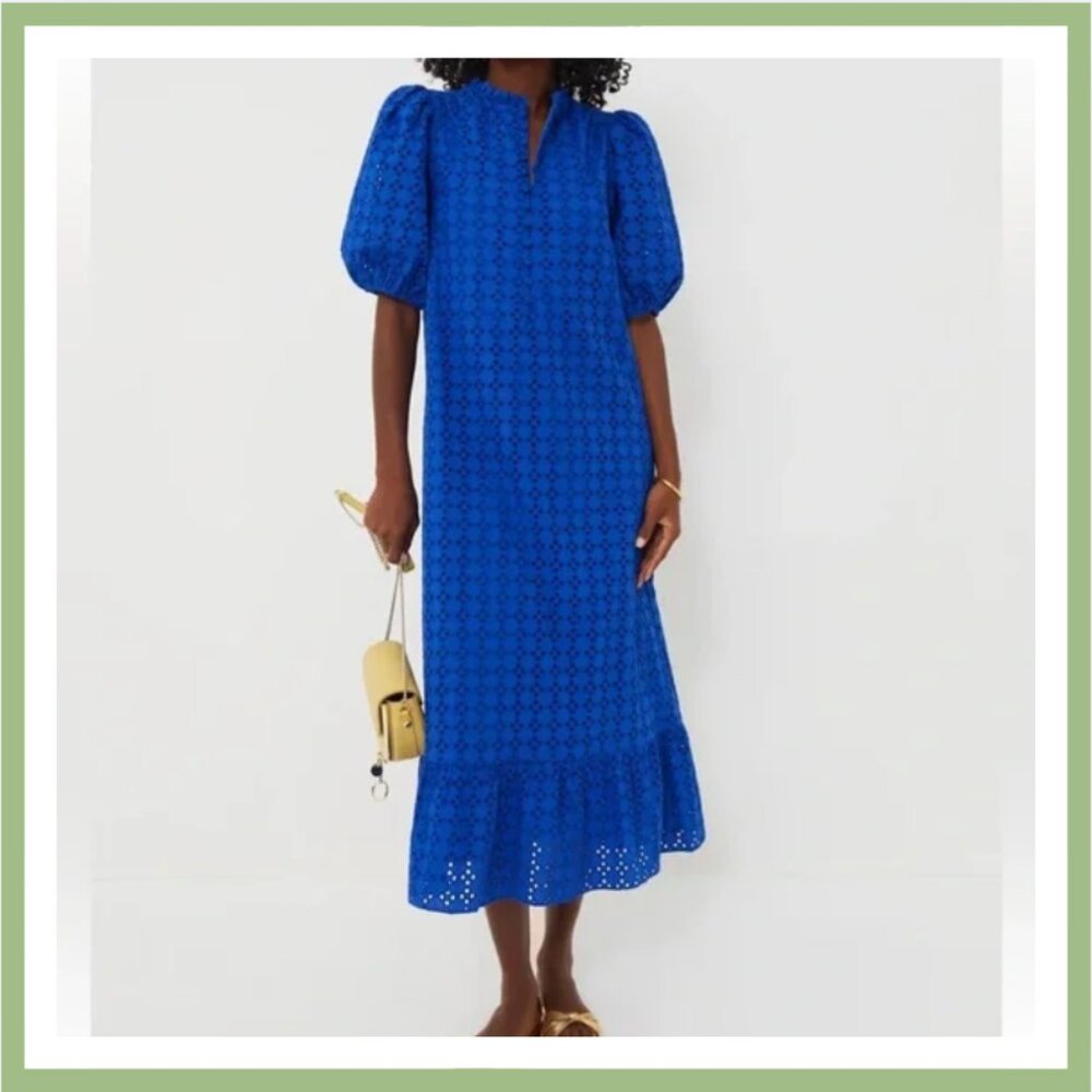 Tuckernuck Cobalt Blue Eyelet Tryall Midi Dress